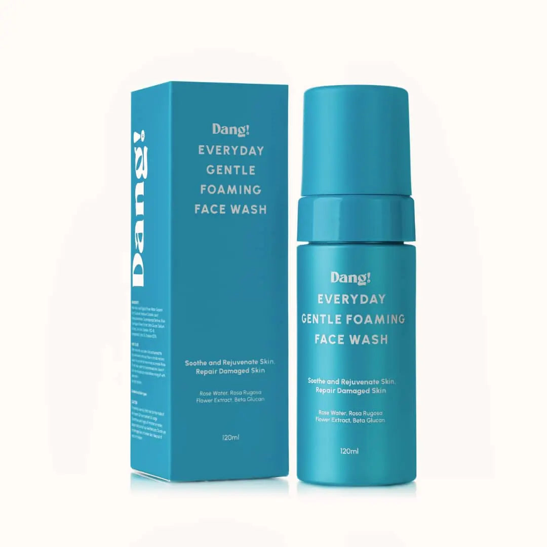 Dang! Everyday Gentle Foaming Face Wash 120ml blue bottle and packaging at Bracketts Beauty